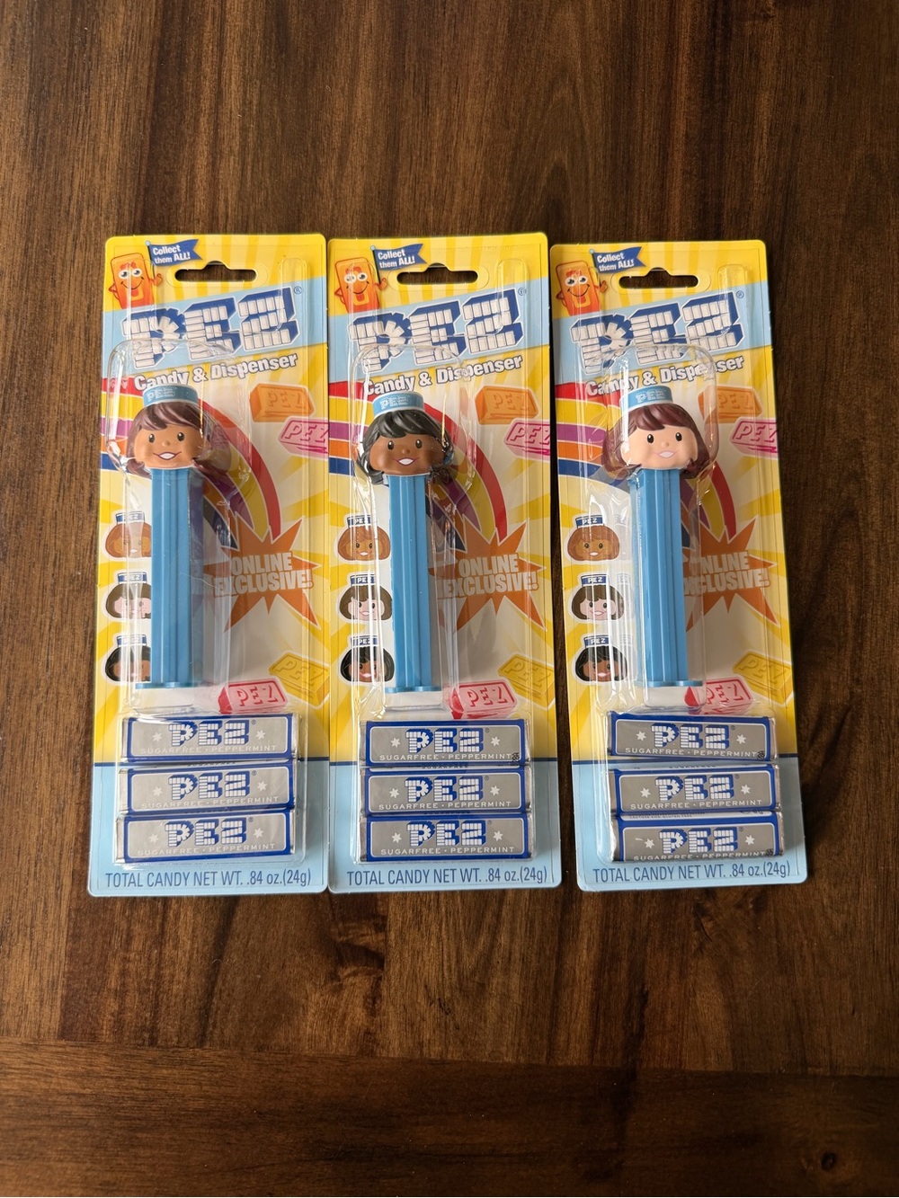 Pez Presenter Girl Candy Dispenser Pack - Blue Dispenser (3-Pack)